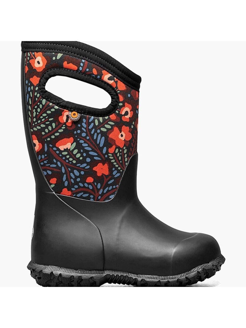 Bogs Kids' Black and Orange Floral Boots